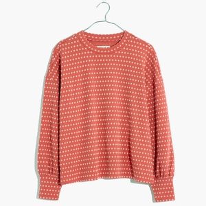 Floral Jacquard Puff-Sleeve Top in color Dahlia